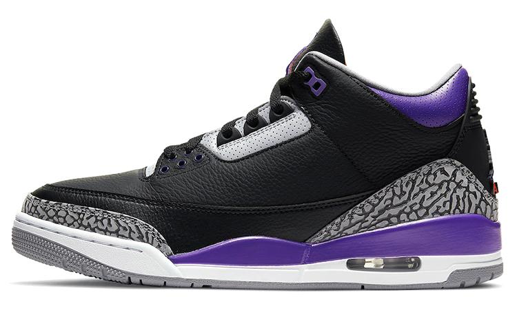 

Кеды унисекс Jordan Air Jordan 3 retro court purple черные 36.5 EU, Черный, Air Jordan 3 retro court purple