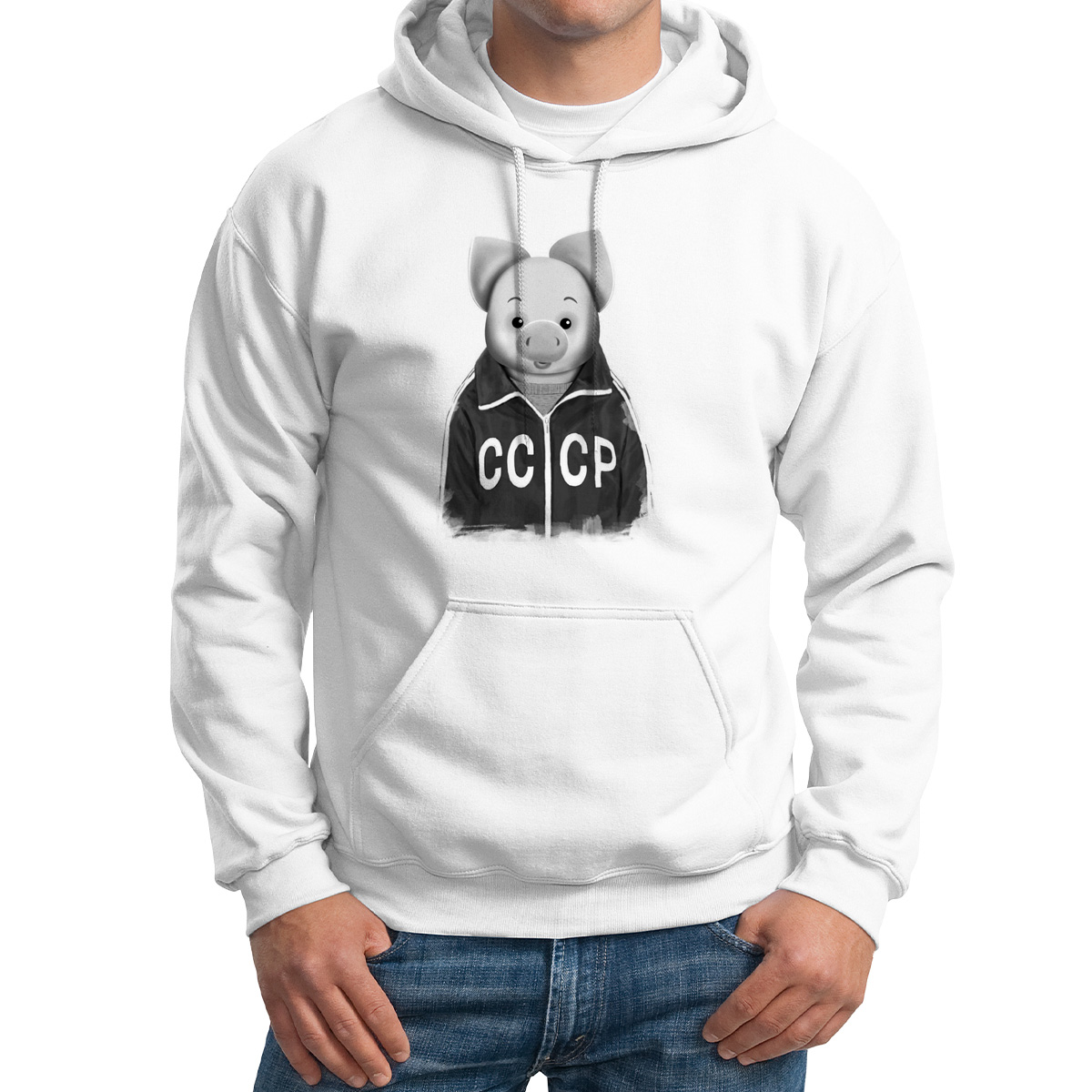 

Худи унисекс CoolPodarok СССР Пятачок белое 54 RU, 54M01550