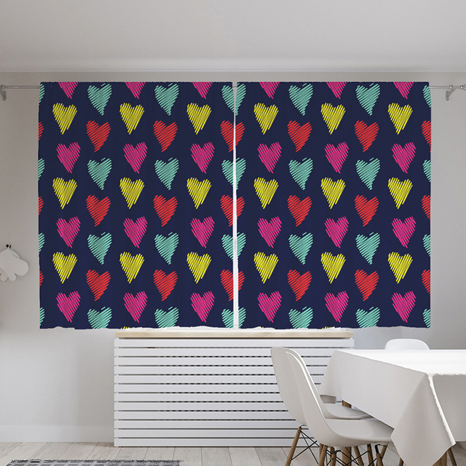 

Классические шторы JoyArty "Красочные сердца", серия Oxford DeLux, 2 полотна 145x180 см, Красочные сердца