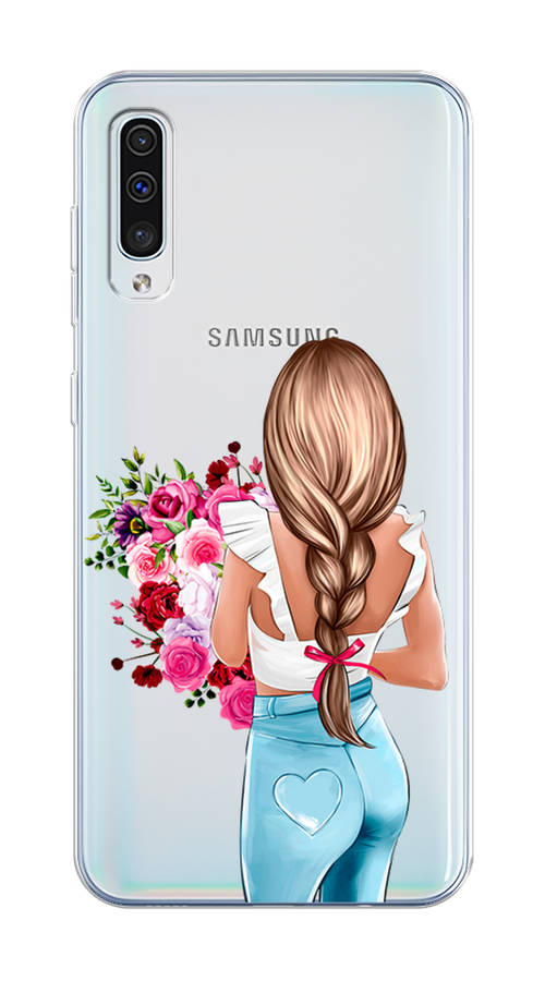 

Чехол на Samsung Galaxy A50/A30S "Девушка с цветами", Коричневый;розовый;голубой, 27750-6