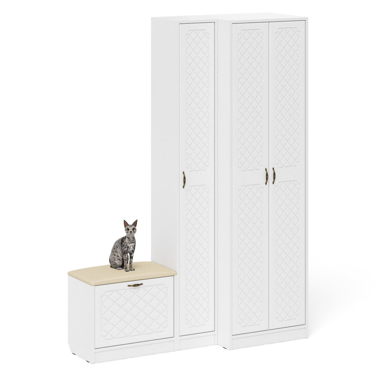 

Шкаф с пеналом и обувницей Мебельный Двор П-6 № 25 белая/белое дерево ромб, Белый, № 25-бр