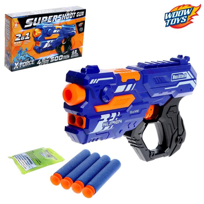 фото Бластер supershoot gun, стреляет мягкими пулями woow toys