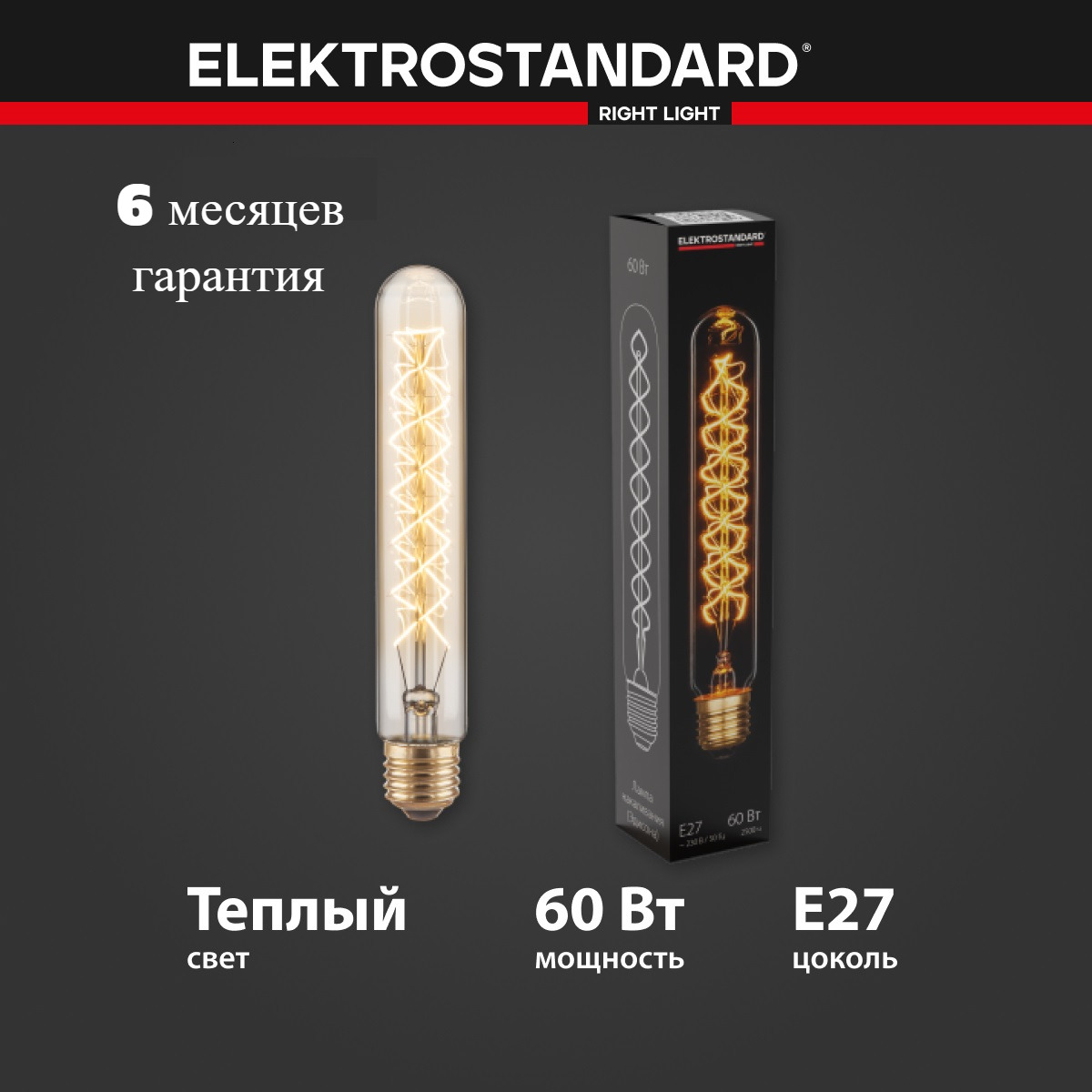 Филаментная ретро лампа Эдисона Elektrostandard T32 60W BX113 E27 с тонированным стеклом