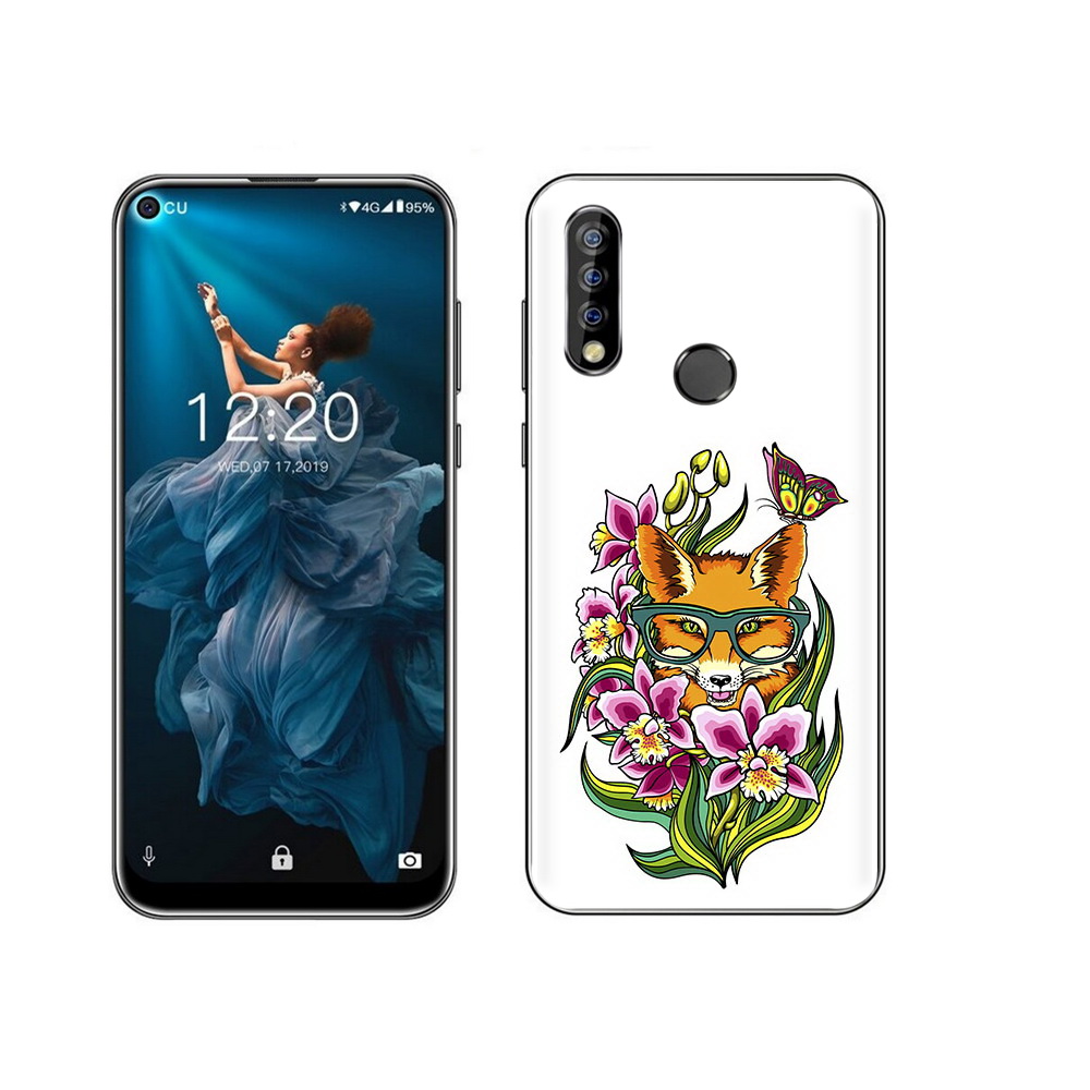 

Чехол MyPads Tocco для Oukitel C17 Pro Лиса в цветах, Прозрачный, Tocco
