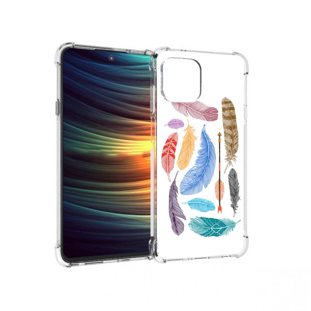 

Чехол MyPads Tocco для Motorola 20 Lite разноцветные перья (PT227073.348.572), Прозрачный, Tocco