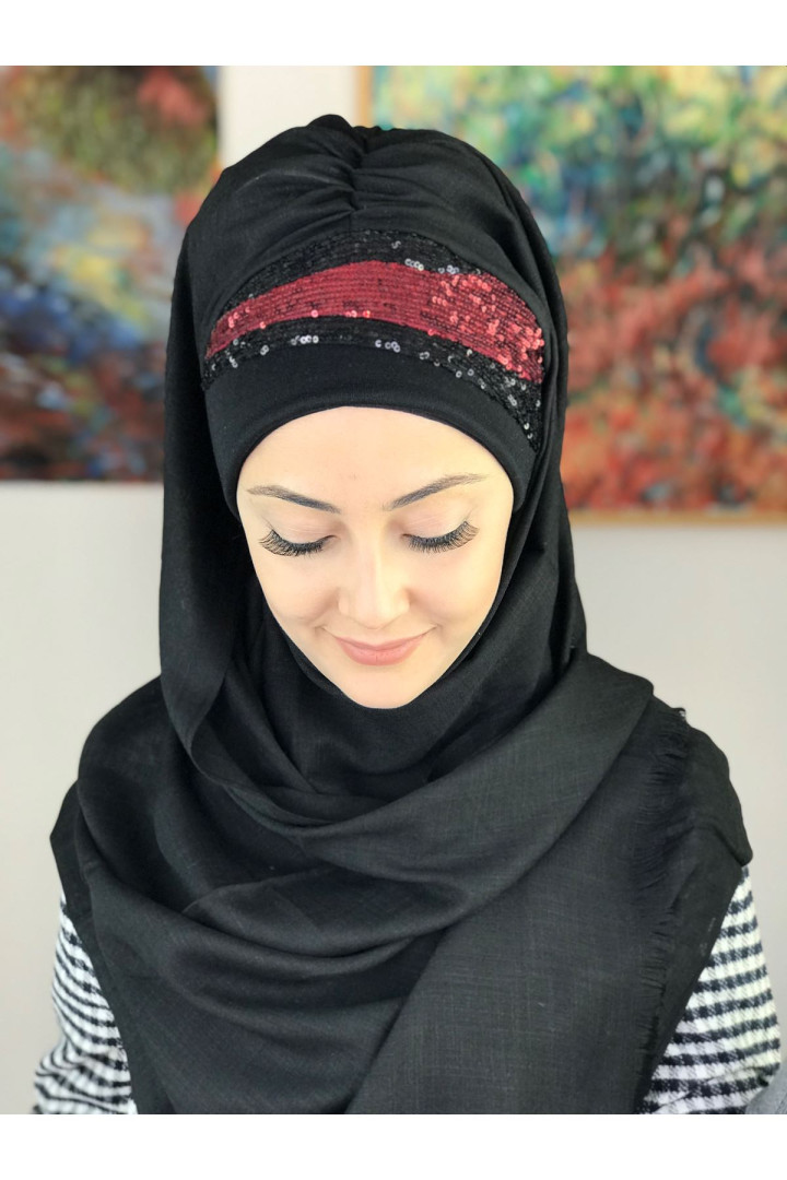

Хиджаб женский Butik Ambar 02HZS12EKM черный, 02HZS12EKM