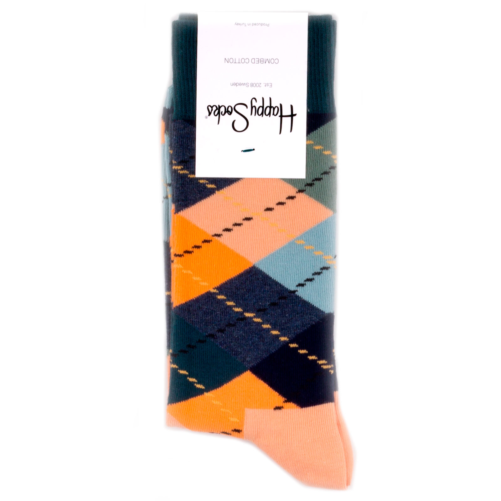 

Носки унисекс Happy Socks разноцветные, Разноцветный, HappySocksArgyleGreenOrangeBlue