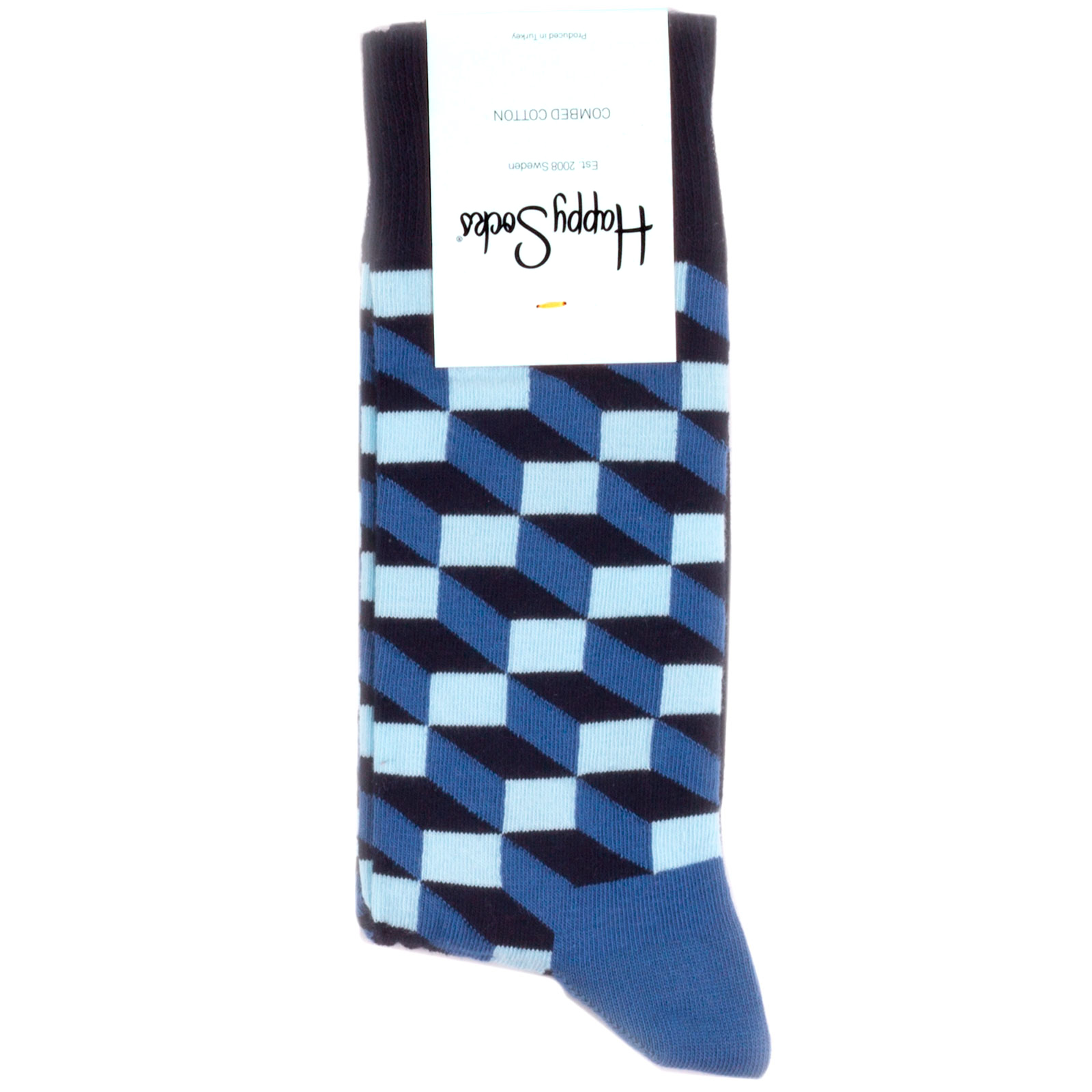 

Носки унисекс Happy Socks разноцветные, Разноцветный, HappySocksFilledOpticBlackNavyBlue