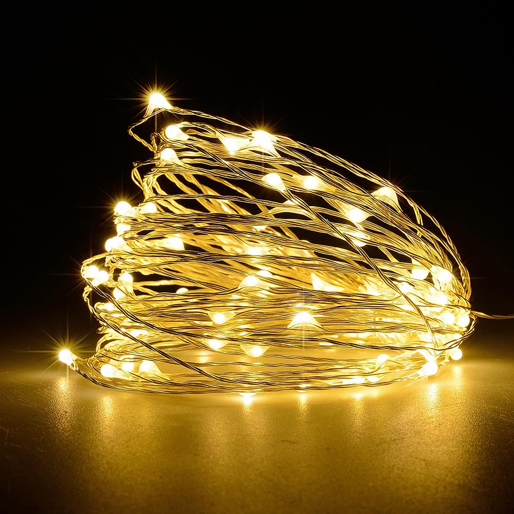 фото Новогодняя гирлянда светодиодная электрическая гибкая нить baziator роса h0146 10 м желтая