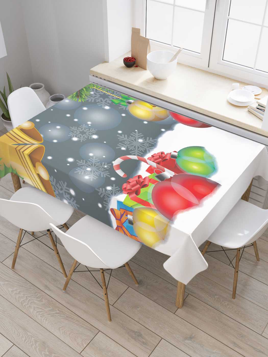 

Скатерть прямоугольная JoyArty "Шары в снегу" из сатена, 120x145 см, Фиолетовый, Шары в снегу