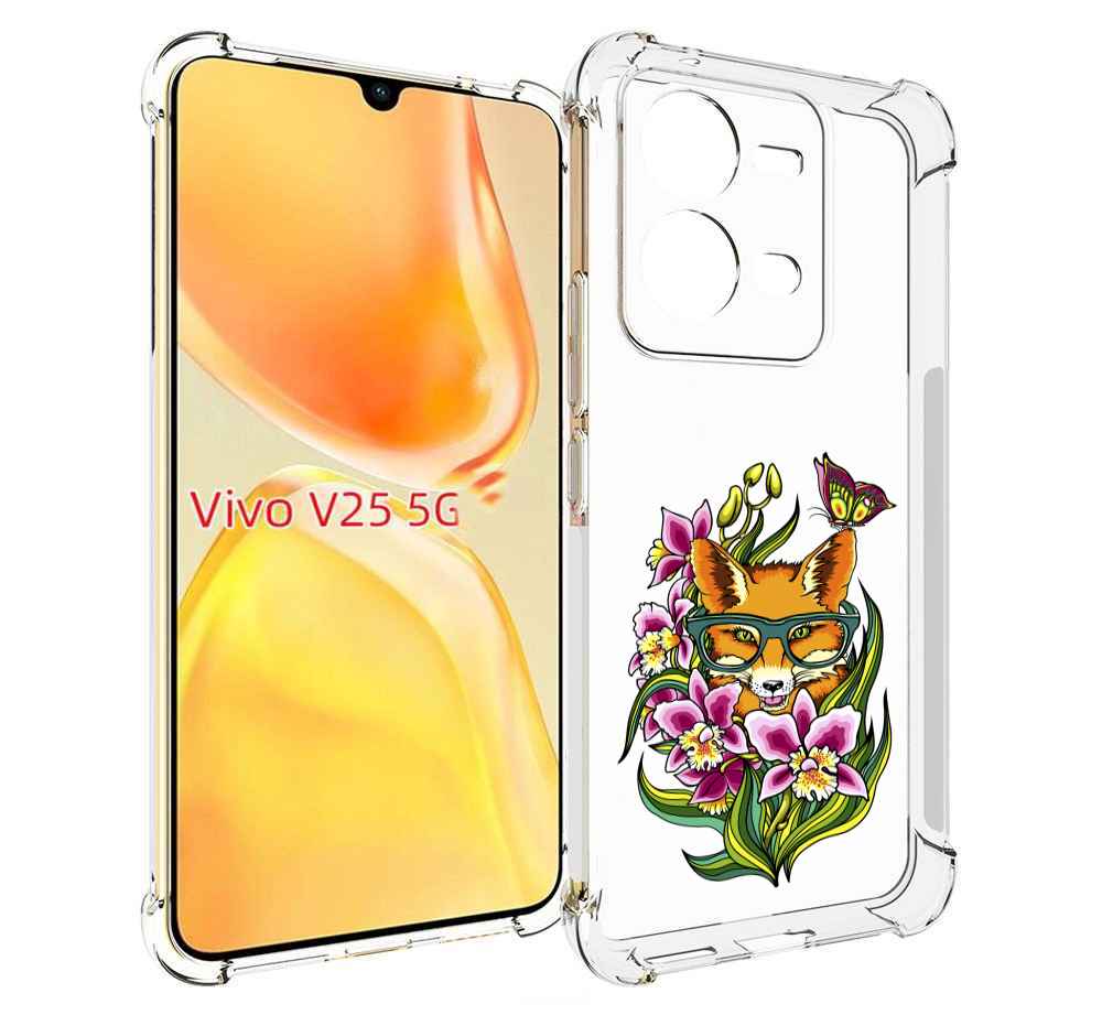 

Чехол MyPads Лиса в цветах для Vivo V25 5G / V25e, Прозрачный, Tocco
