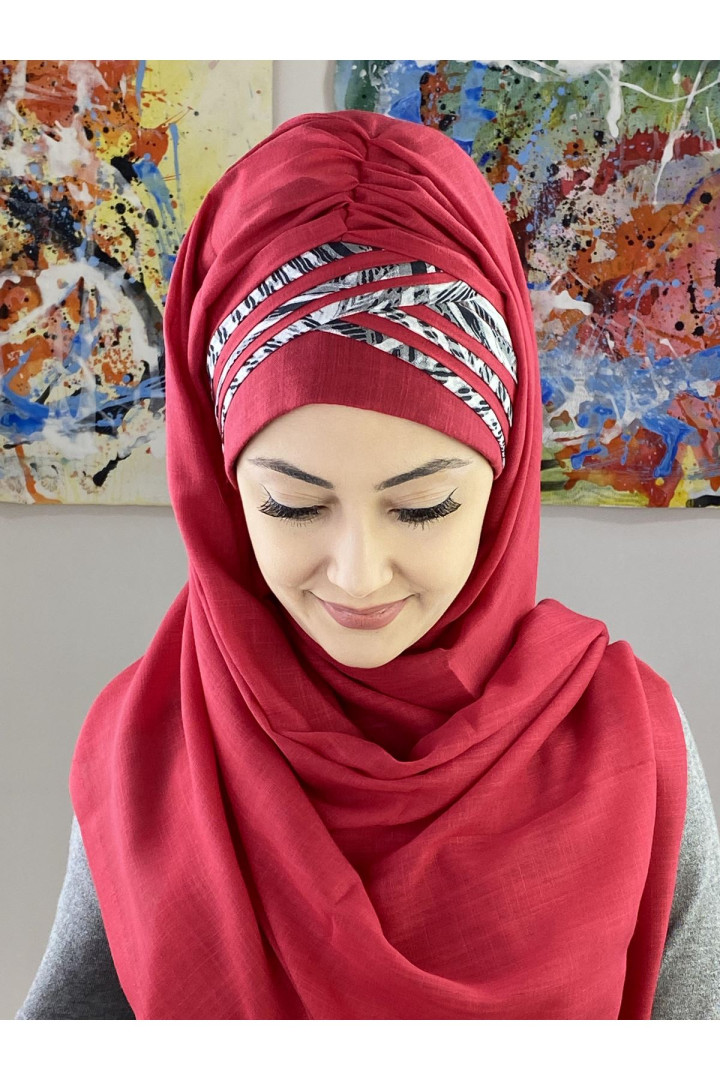 

Хиджаб женский Butik Ambar 7ARLKHZSL09 красный, 7ARLKHZSL10