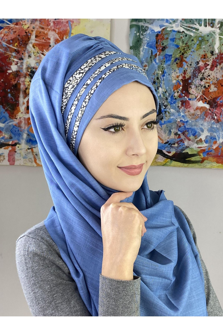 

Хиджаб женский Butik Ambar 7ARLKHZSL26 голубой, 7ARLKHZSL25