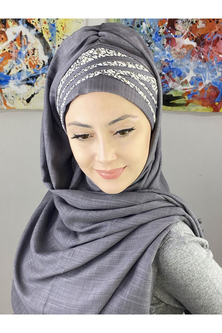 

Хиджаб женский Butik Ambar 7ARLKHZŞL30 серый, 7ARLKHZŞL25