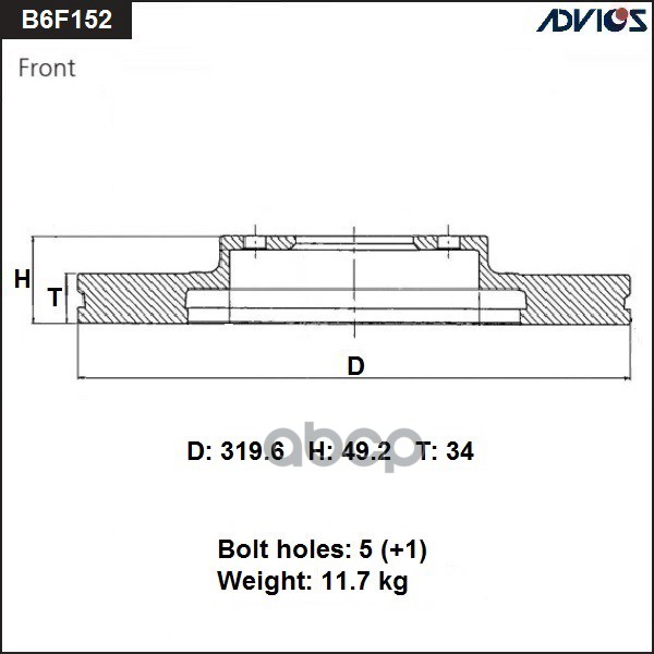 

Диск Тормозной Пер. Advics 40206-Cl70a / 40206-Cl70b ADVICS арт. B6F152B