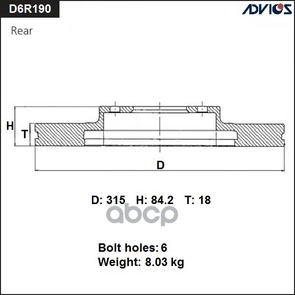 

Диск Тормозной Зад. Advics 4615a097 ADVICS арт. D6R190B