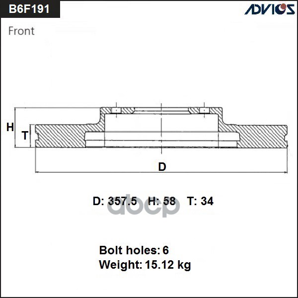 

Диск Тормозной Пер. Advics 40206-1lb1a / 40206-1lb0a ADVICS арт. B6F191B