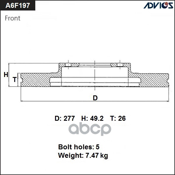 

Диск тормозной передний ADVICS A6F197B