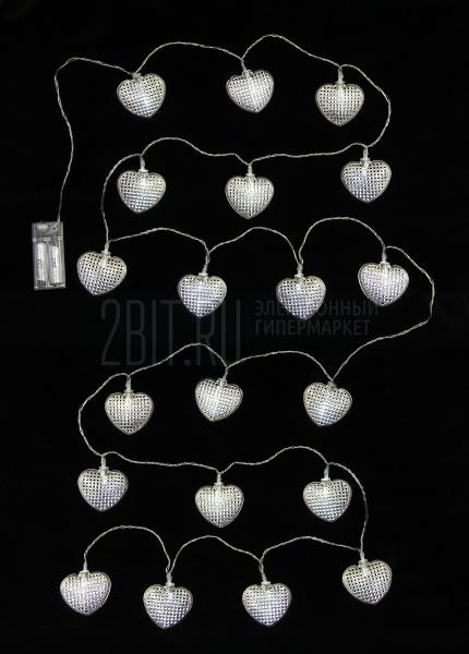 

SHLD20-BO Гирлянда сердца 5,5 см, 20 бел LED, 3,8 м, на бат