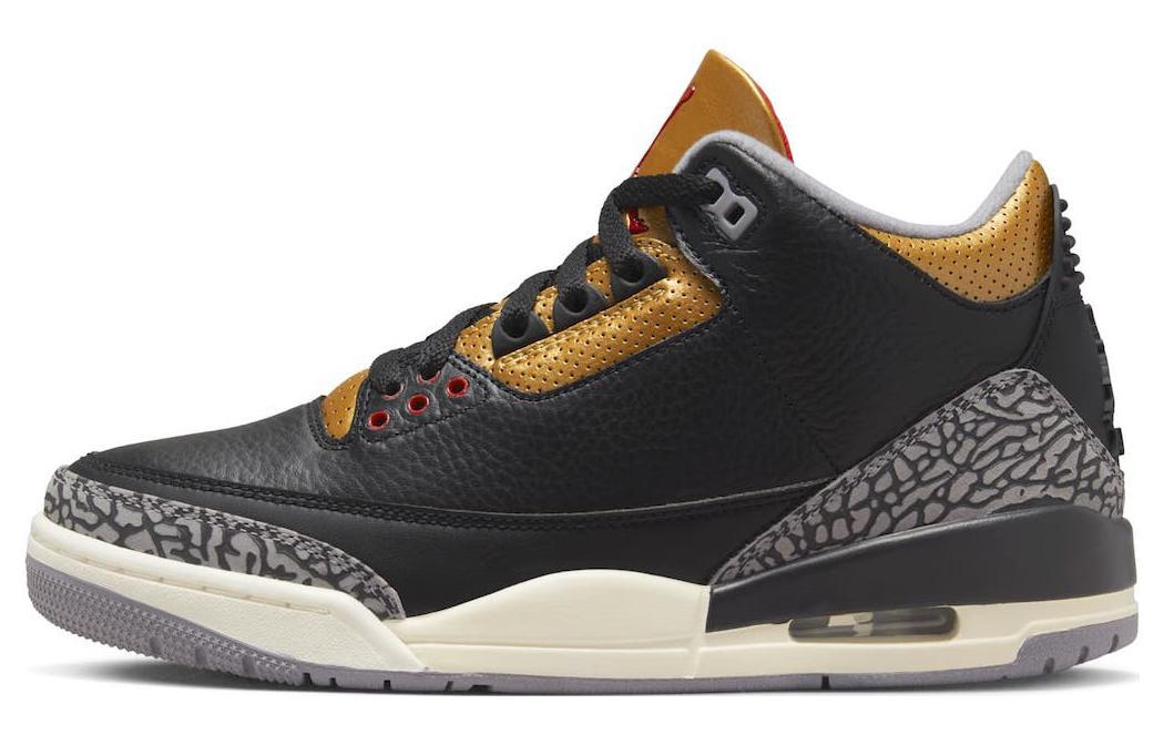 

Кеды унисекс Jordan Air Jordan 3 Retro Black Gold черные 35.5 EU, Черный, Air Jordan 3 Retro Black Gold