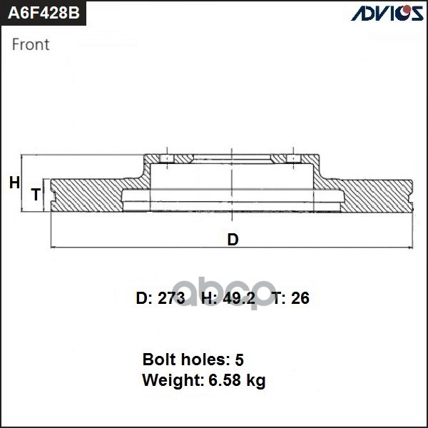 

Диск тормозной передний ADVICS A6F428B