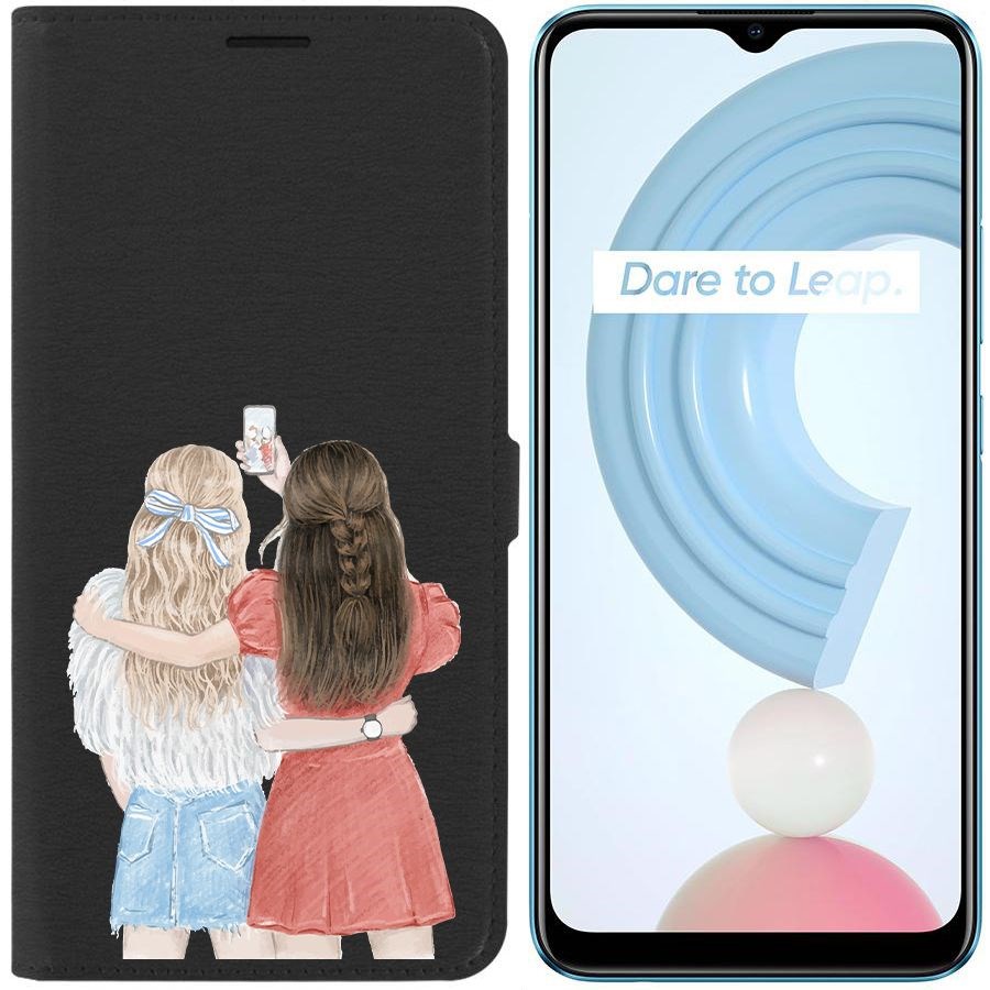 

Чехол-книжка Krutoff Eco Book для Realme C21Y Лучшие подруги (черный)