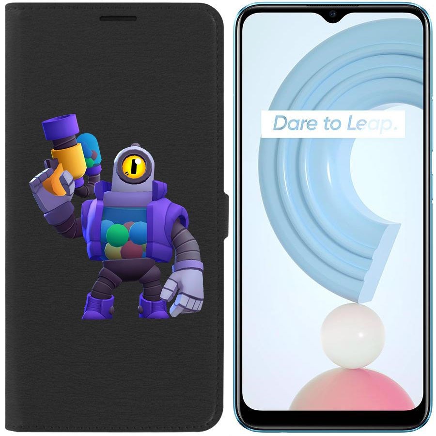 

Чехол-книжка Krutoff Eco Book для Realme C21Y Brawl Stars-Рико (черный)