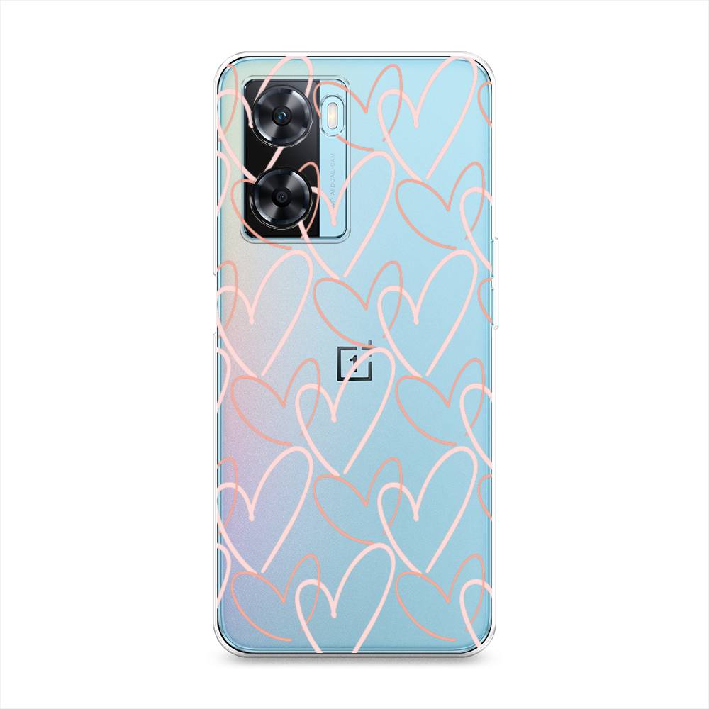 

Чехол на OnePlus Nord N20 SE "Узор из сердечек", Розовый;бежевый, 153450-6