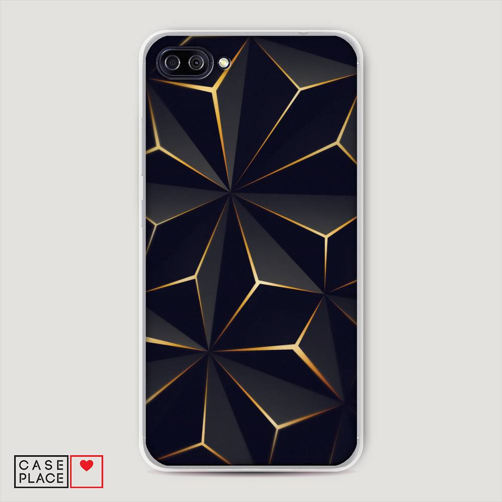 

Чехол на Asus Zenfone 4 Max ZC520KL "Черные полигоны", Золотистый;черный, 42750-3