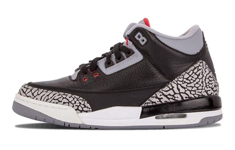 

Кеды унисекс Jordan Air Jordan 3 Retro Black Cement 2018 GS черные 38.5 EU, Черный, Air Jordan 3 Retro Black Cement 2018 GS