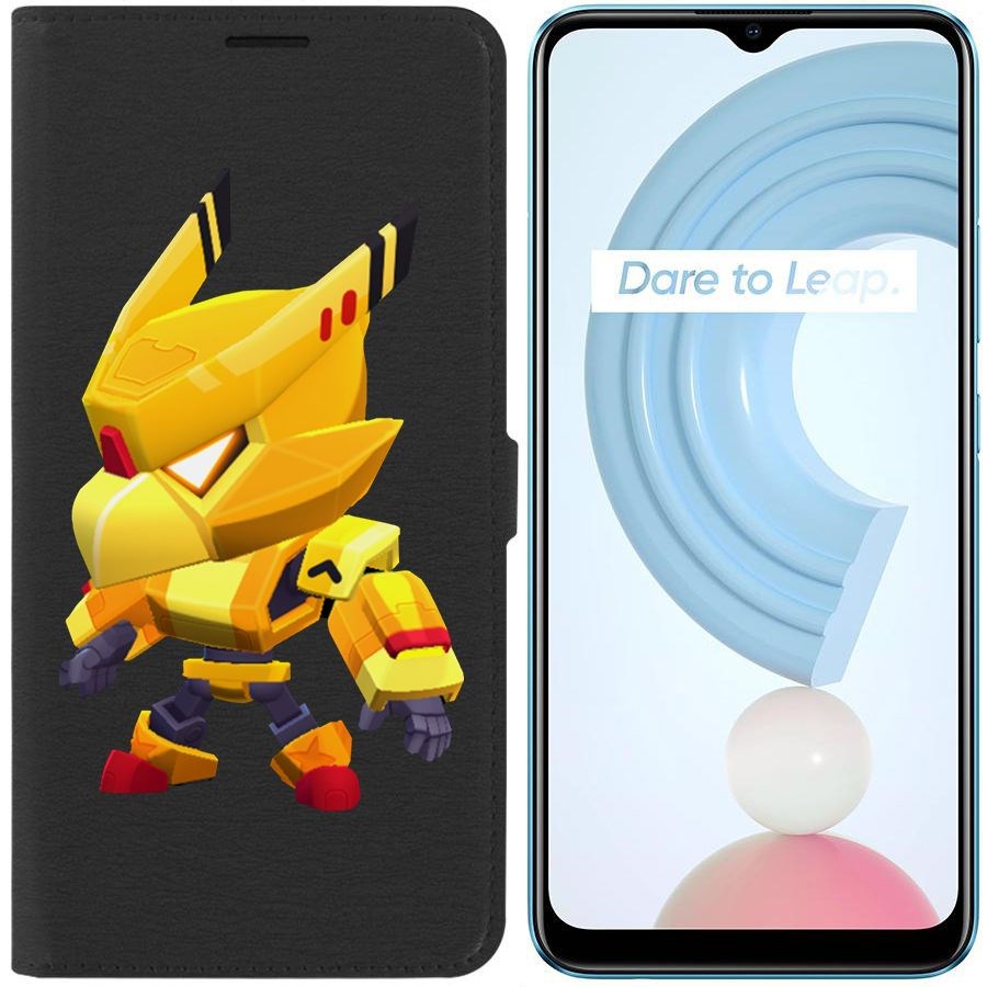 

Чехол-книжка Krutoff Eco Book для Realme C21Y Brawl Stars-Ворон Золотой Меха (черный)