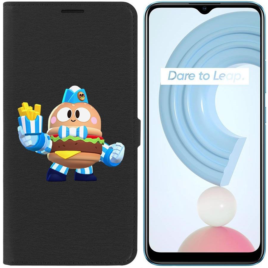 

Чехол-книжка Krutoff Eco Book для Realme C21Y Brawl Stars-Бургер Лу (черный)