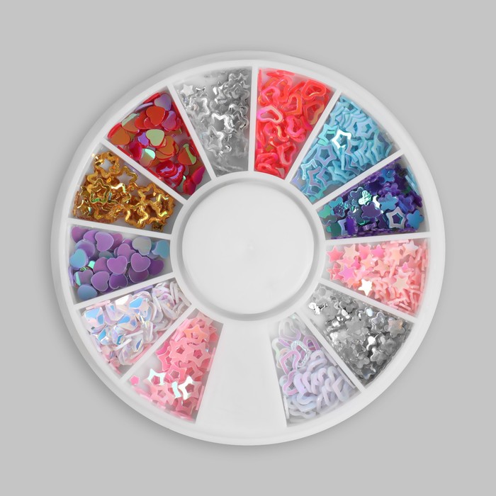 Пайетки для декора «Ассорти», 12 ячеек, разноцветные, (3шт.) повязка для волос пайетки 19 5 5 5 см серый