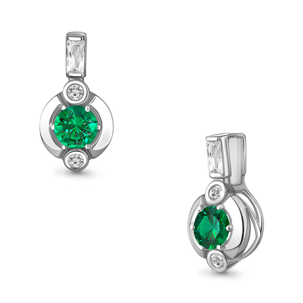 

Кулон из серебра с изумрудом искусственным\фианитом Aquamarine Aquamarine 24498АГ_925_р, 24498АГ_925_р