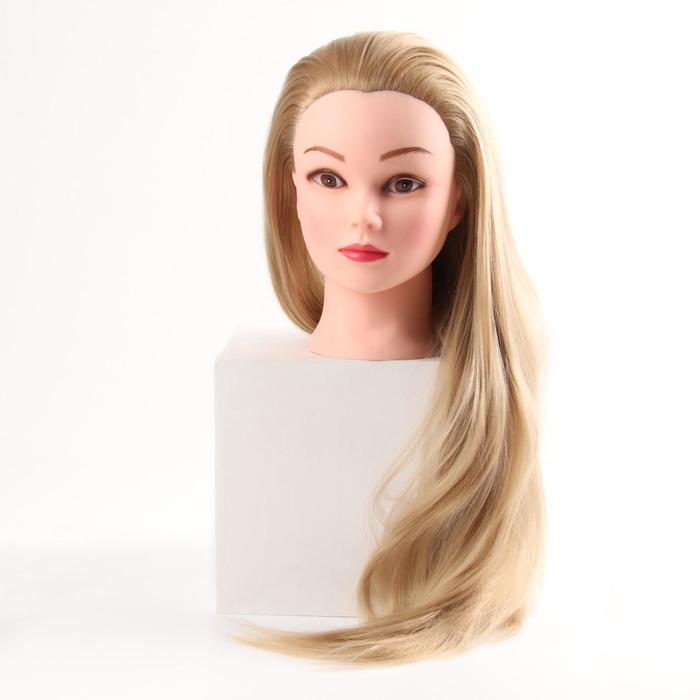 Голова учебная, искусственный волос, 55-60 см, без штатива, цвет блонд фигурное кашпо голова девушки черно золотое 16х14х16см