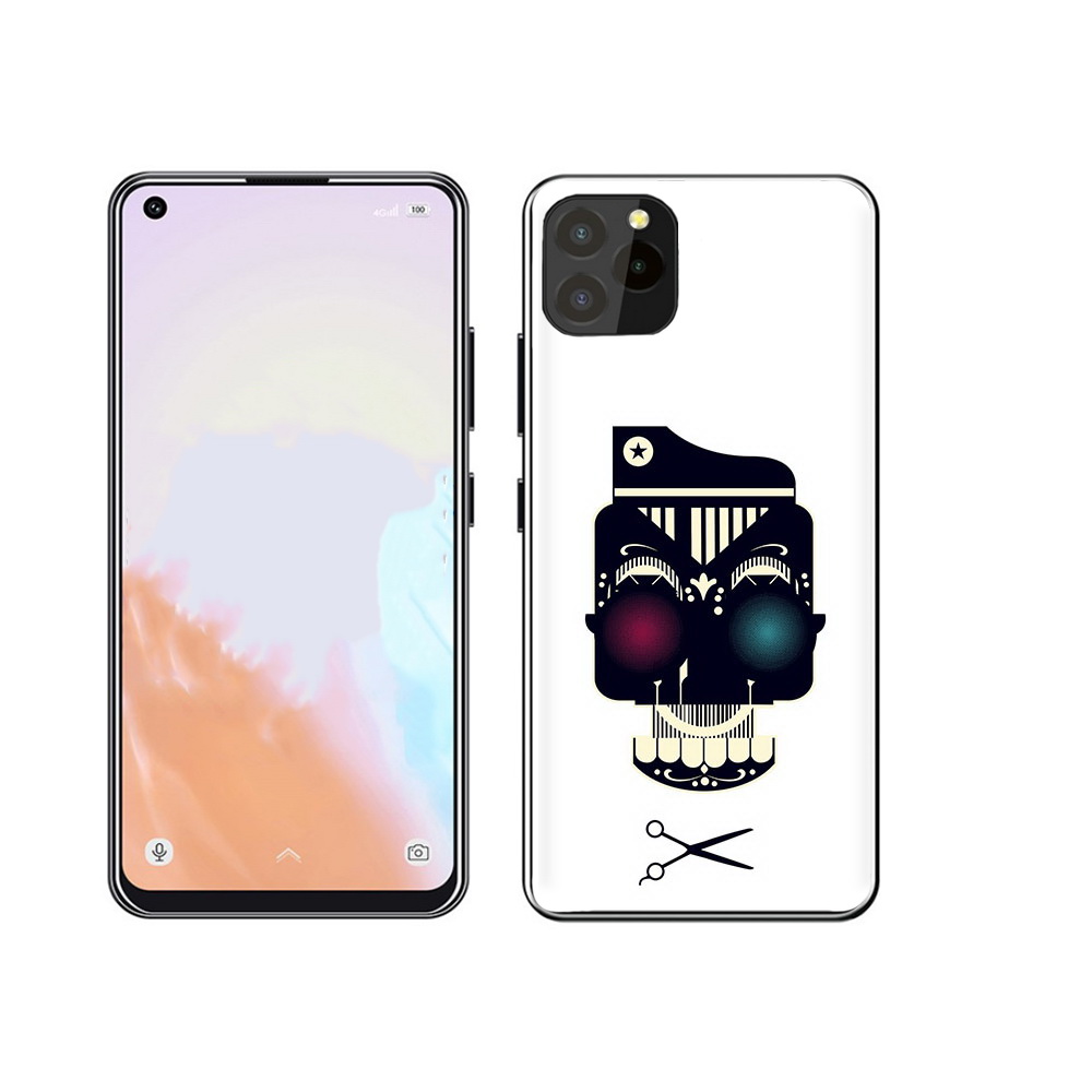 

Чехол MyPads Tocco для Oukitel C21 Pro черно белый скелет с яркими глазами, Прозрачный, Tocco
