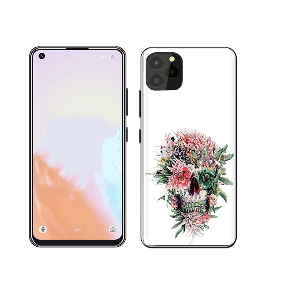 

Чехол MyPads Tocco для Oukitel C21 Pro череп из цветов, Прозрачный, Tocco