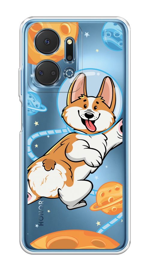 

Чехол на Honor X7A Plus "Корги-космонавт", Голубой;бежевый;белый, 6121850-1