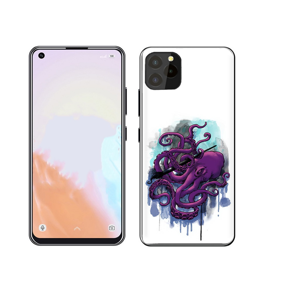 

Чехол MyPads Tocco для Oukitel C21 Pro фиолетовый осьминог, Прозрачный, Tocco
