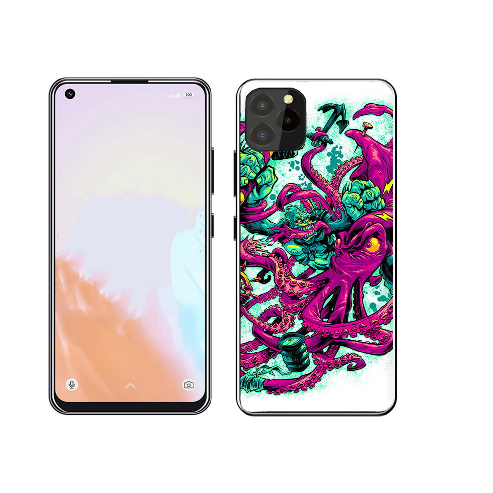 

Чехол MyPads Tocco для Oukitel C21 Pro фиолетовый кракен, Прозрачный, Tocco