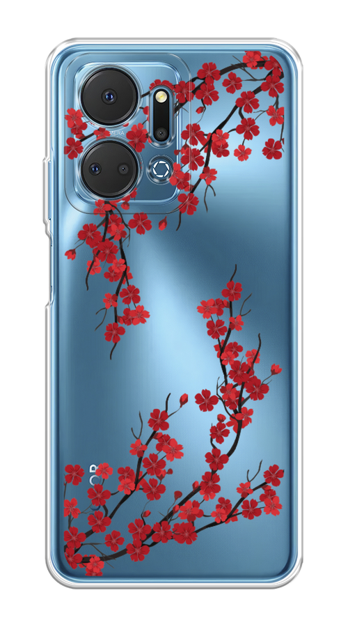 

Чехол на Honor X7A Plus "Красная сакура", Красный;черный, 6121850-1