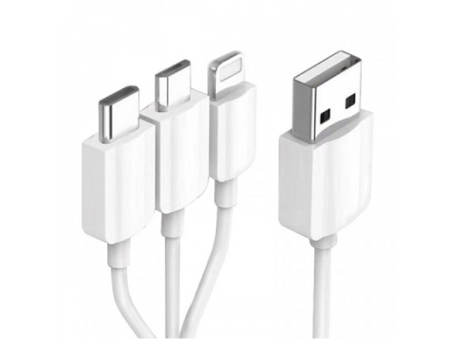 фото Аксессуар ks-is ks-478w-0.2 3-in-1 usb - type-c / microusb / lightning 20cm white