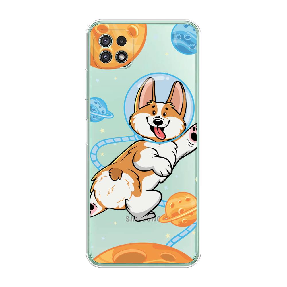

Чехол на Samsung Galaxy A22s 5G "Корги-космонавт", Голубой;бежевый;белый, 2104250-1