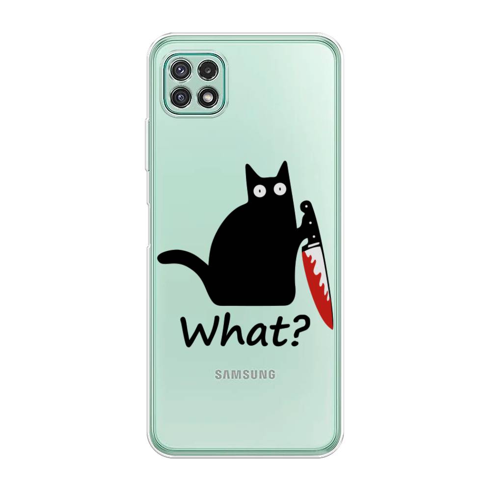 

Чехол на Samsung Galaxy A22s 5G "Котик с ножом", Черный;красный, 2104250-6
