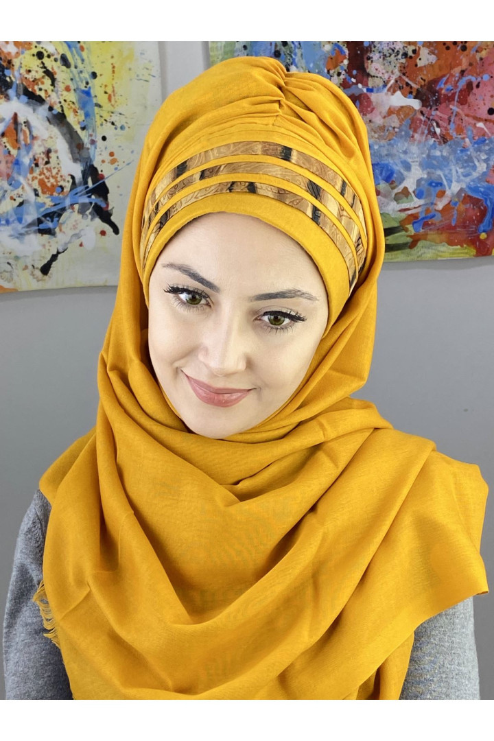 

Хиджаб женский Butik Ambar 7ARLKHZSL43 желтый, 7ARLKHZSL43