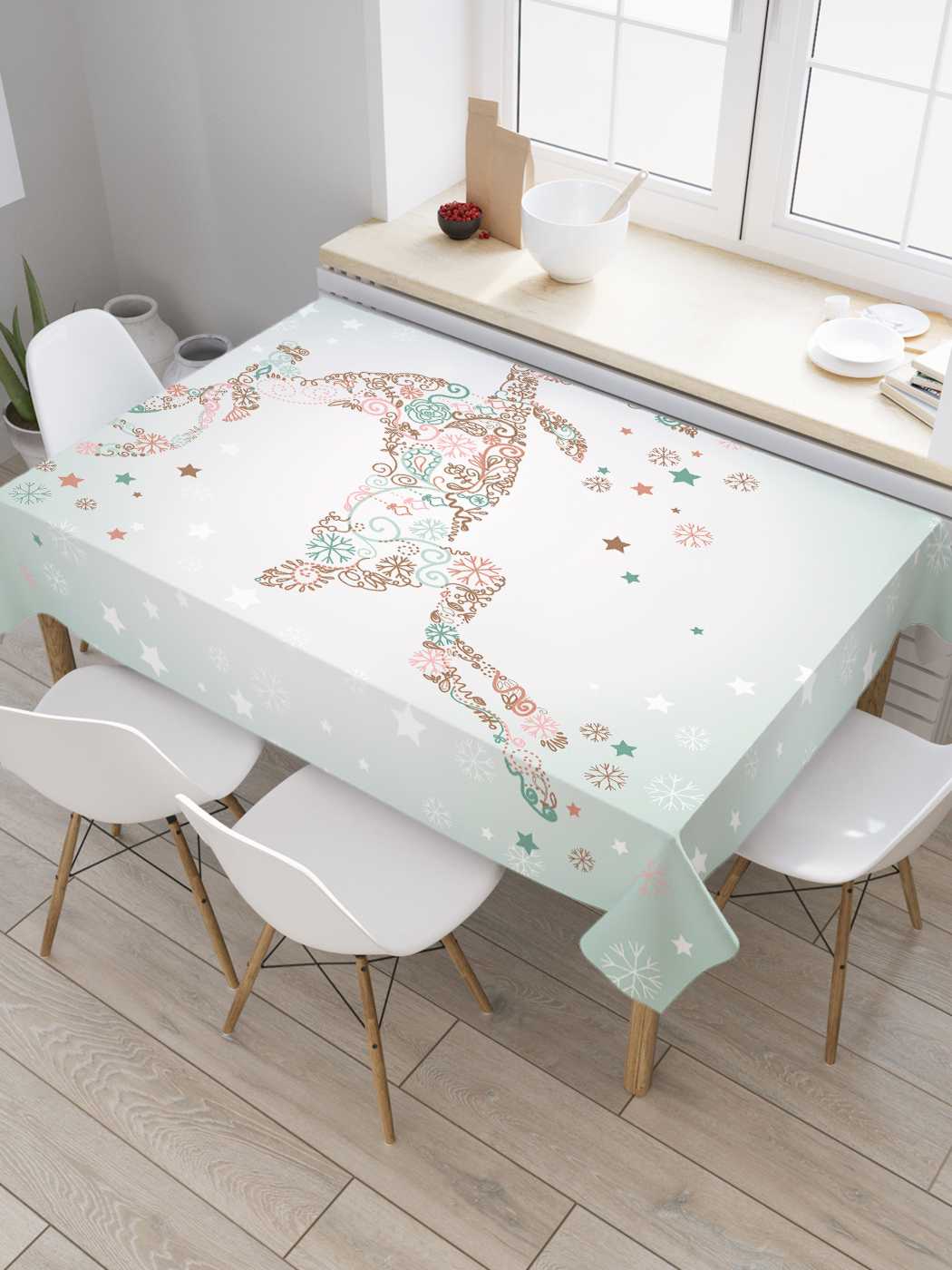 

Скатерть прямоугольная JoyArty "Дикий олень" из сатена, 120x145 см, Серый, Дикий олень