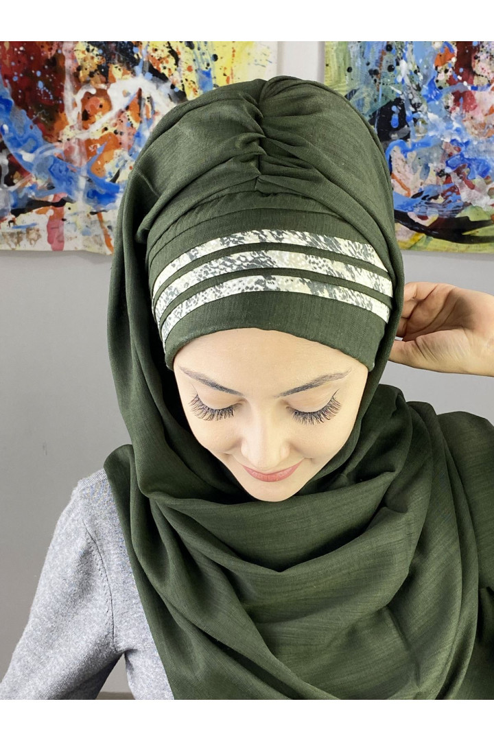 

Хиджаб женский Butik Ambar 7ARLKHZSL50 зеленый, 7ARLKHZSL47