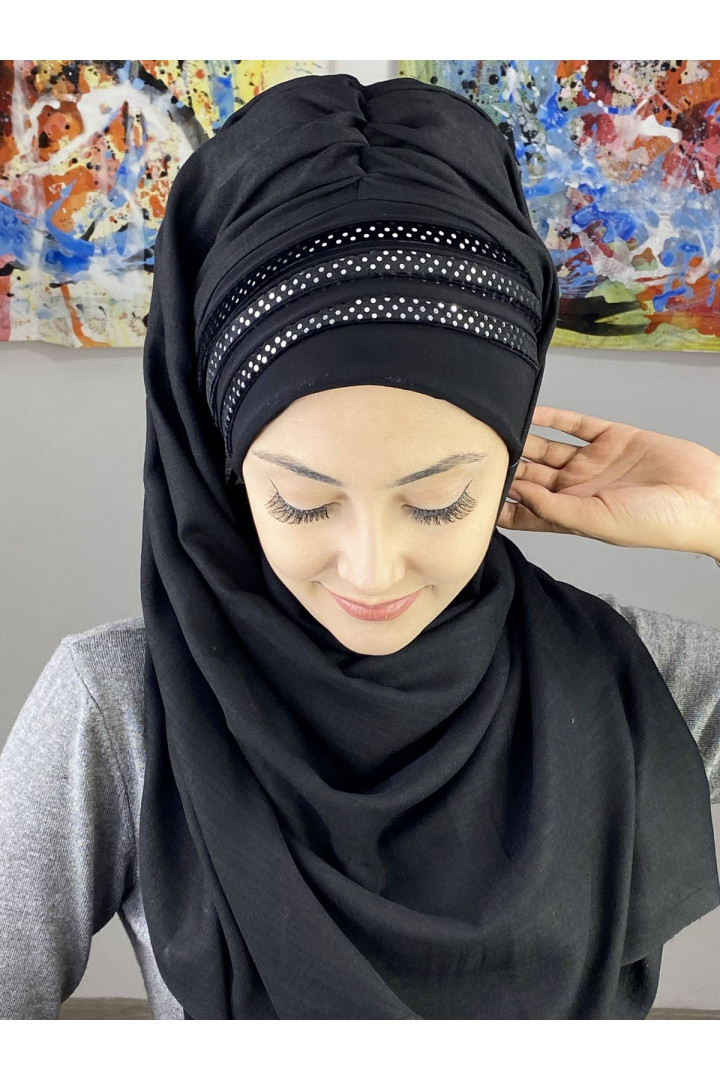 

Хиджаб женский Butik Ambar 7ARLKHZSL52 черный, 7ARLKHZSL52