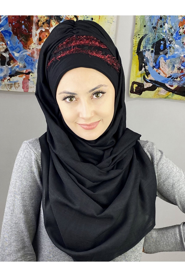 

Хиджаб женский Butik Ambar 7ARLKHZŞL60 черный, 7ARLKHZŞL60