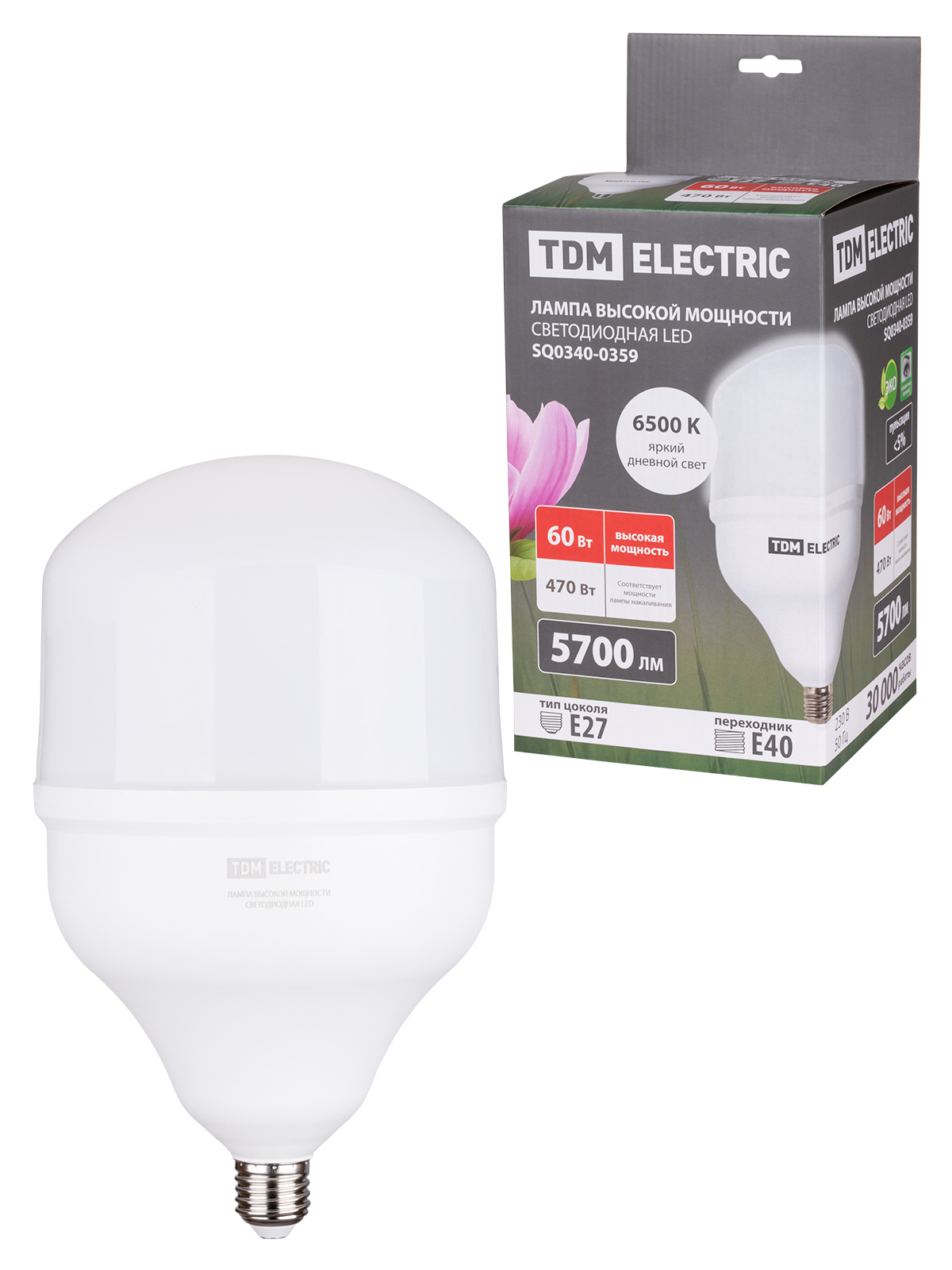 

Лампа светодиодная T 60 Вт 230 В 6500 К E27(160x268 мм) TDM SQ0340-0359